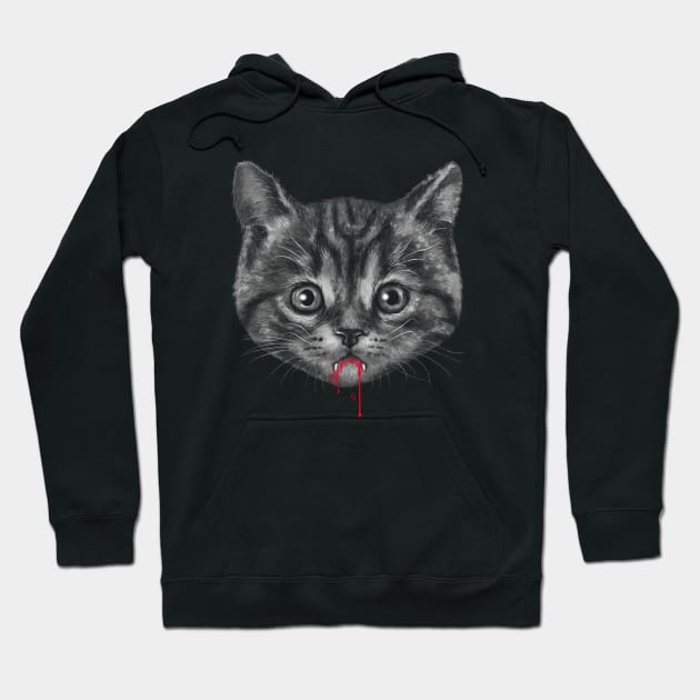 Black Pussy Cat Hoodie by Vincent Trinidad Art